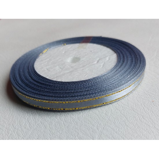 Лента атласная с люрексом 0,6 см*25 ярдов цв. серый, цена за катушку